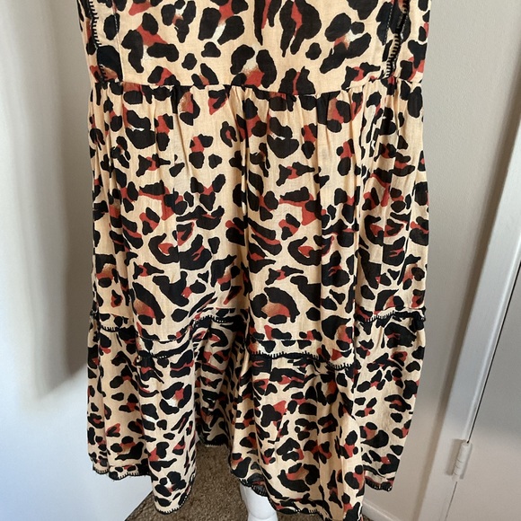 Urban Outfitters Hanna Leopard Print Scallop Ruffle Babydoll Dress Size L - Picture 4 of 7